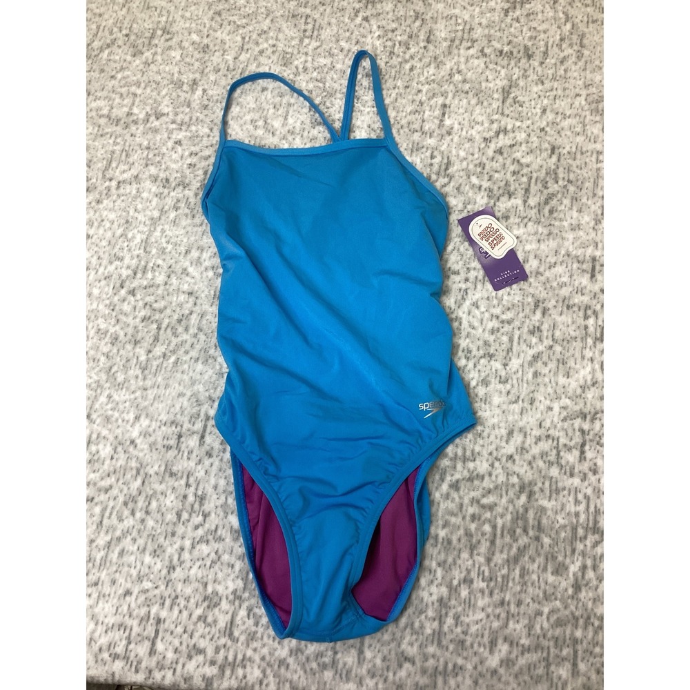 Speedo Vibe Collection One Piece Swimsuit Picton Blue Purple US 36 NWT